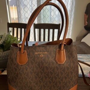 Michael Kors Brown and Tan Monogram Tote